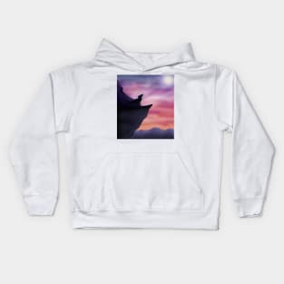 Wolf in the mountains Kids Hoodie